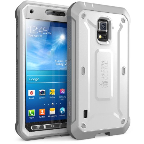0046144970274 - SUPCASE SM-G870A UNICORN BEETLE PRO SERIES FULL-BODY RUGGED HYBRID CASE WITH BUILT-IN SCREEN PROTECTOR FOR GALAXY S5 ACTIVE (WHITE/GRAY)