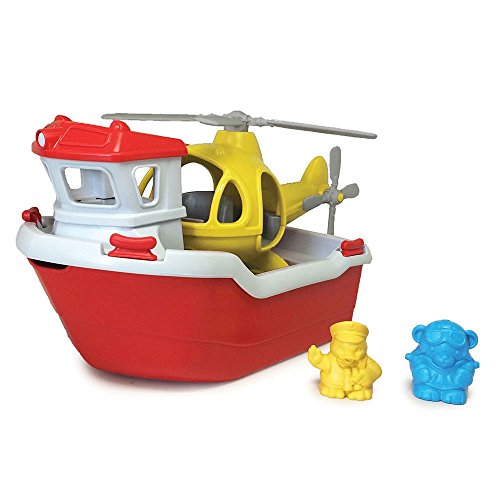 4621938481332 - GREEN TOYS RESCUE BOAT WITH HELICOPTER