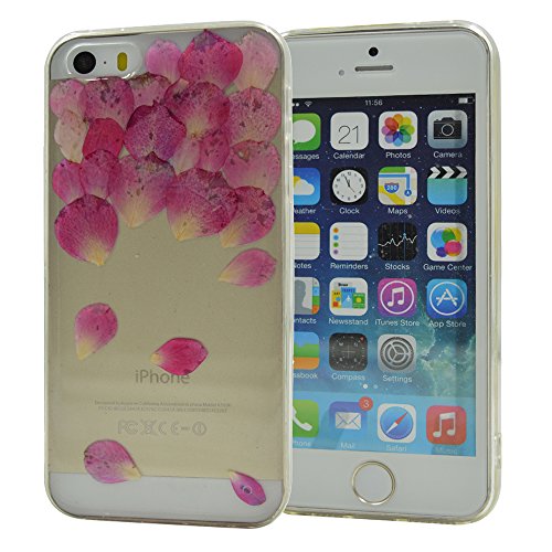 4624339762802 - TURF REAL FLOWER TPU PROTECTIVE SOFT CLEAR CASE FOR IPHONE 5S 5 FALLING ROSE PETALS