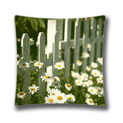 4629093904413 - GENERIC CREATIVE FASHION FLOWERS NEAR FENCE SQUARE DECORATIVE THROW PILLOW COVER 18X18