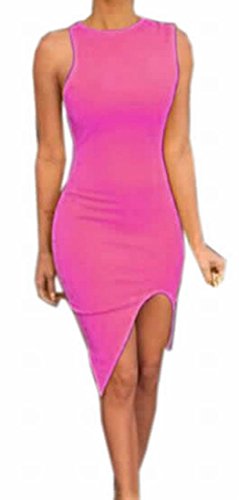 4644342384723 - GENERIC WOMENS SLEEVELESS SLIM FIT SEXY EVENING CLUB BODY CON DRESS ROSE RED LARGE