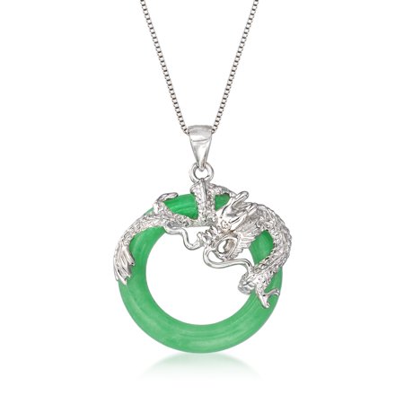 0464511029170 - ROSS-SIMONS GREEN JADE DRAGON OPEN-SPACE PENDANT NECKLACE IN STERLING SILVER
