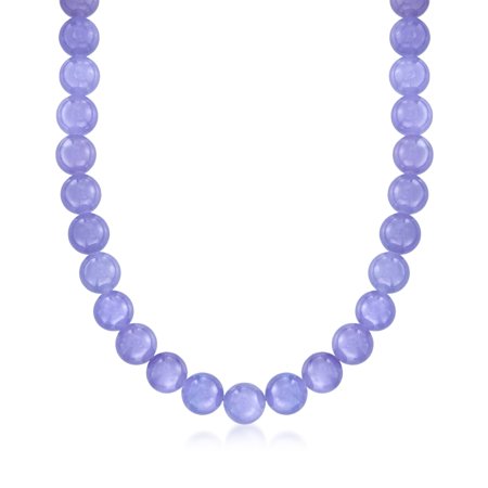 0464669996119 - ROSS-SIMONS 10MM LAVENDER JADE BEAD NECKLACE WITH 14KT YELLOW GOLD