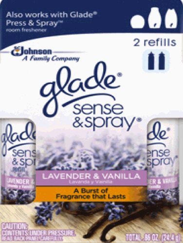 0046500724572 - GLADE SENSE & SPRAY REFILLS TWIN PACK, LAVENDER AND VANILLA, 0.86 OUNCE