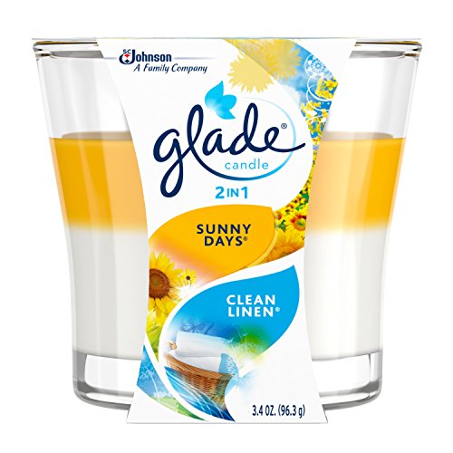 0046500769498 - GLADE 2 IN 1 CANDLE AIR FRESHENER, CLEAN LINEN/SUNNY DAYS, 3.4 OUNCE
