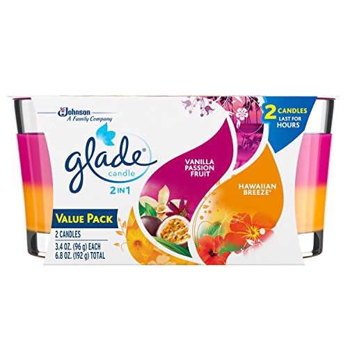 0046500769689 - GLADE 2IN1 JAR CANDLE AIR FRESHENER, HAWAIIAN BREEZE AND VANILLA PASSION FRUIT, 2 COUNT, 6.8 OUNCE