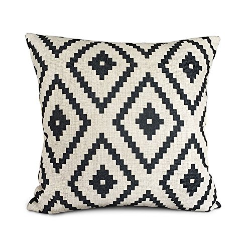 4662893107837 - GENERIC UPHOME WHITE AND BLACK SERIES GEOMETRY POLYESTER HOME DECORATIVE ACCENT THROW PILLOW COVER CUSHION CASE PILLOW SHAM FOR SOFA 18-INCH (A-1)