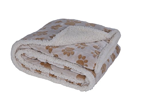 0046655166098 - LONGRICH INDENTED PAW PRINT FLANNEL THROW BLANKET, 50 L X 60 W