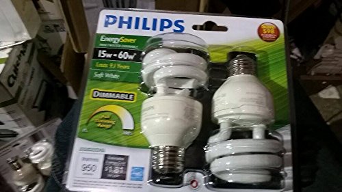 0046677428723 - PHILIPS EL/MDT 15W COMPACT FLUORESCENT SPIRAL DIMMABLE CFL LIGHT BULB (2-PACK)