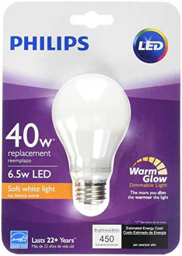 0046677455743 - PHILIPS 40W EQUIVALENT SOFT WHITE (2200K - 2700K) A19 DIMMABLE LED 455741 WARM GLOW LIGHT EFFECT LIGHT BULB