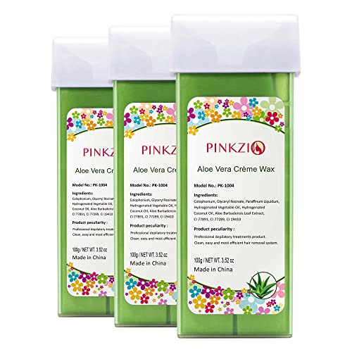 0046728411513 - DEPILATORY WAX CARTRIDGE ROLL ON FOR WAX WARMER - PINKZIO ALOE ROLL ON WAX REFILLS, WAX ROLLER FOR LEGS AND ARMS, 3 PACKS(NOT INCLUDING WAX WARMER AND STRIP)