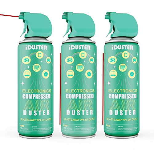0046728412091 - IDUSTER COMPRESSED CANNED AIR DUSTER - 3 PCS DISPOSABLE COMPRESSED AIR DUSTER CAN CLEANING FOR COMPUTER,KEYBOARD, JEWELRY, CAR AND CELLPHONE, 10OZ