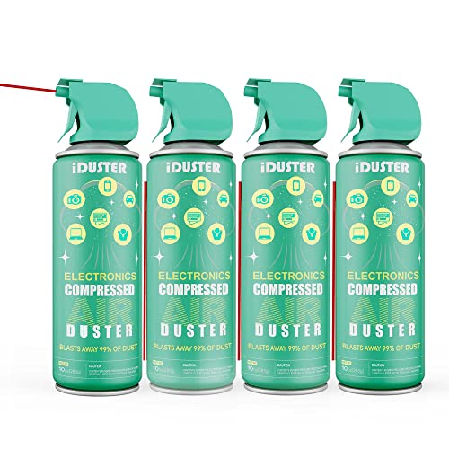 0046728412107 - IDUSTER COMPRESSED CANNED AIR DUSTER - 4 PCS DISPOSABLE COMPRESSED AIR DUSTER CAN CLEANING FOR COMPUTER,KEYBOARD, JEWELRY, CAR AND CELLPHONE, 10OZ