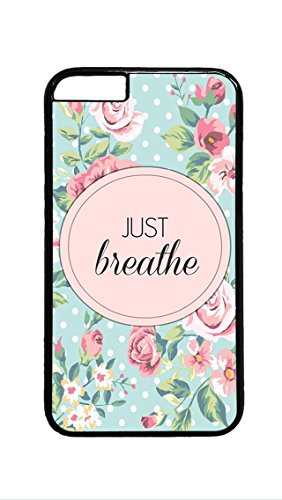 4675430175435 - IPHONE 7 CASE, JUST BREATHE FLORAL DOTS ROSES PC BLACK CASE COVER FOR IPHONE 7 4.7INCH