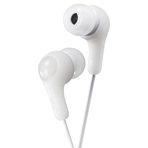 0046838000201 - JVC GUMY IN EAR EARBUD HEADPHONES WITH PAPER PACKAGE, POWERFUL SOUND, COMFORTABLE AND SECURE FIT, SILICONE EAR PIECES S/M/L - HAFX7WN (WHITE)
