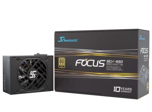 4711173877127 - SEASONIC FOCUS SGX-650, 650W 80+ GOLD, FULL MODULAR, SFX FORM FACTOR, COMPACT SIZE, FAN CONTROL IN FANLESS, SILENT, AND COOLING MODE, 10 YEAR WARRANTY, POWER SUPPLY, SSR-650SGX.