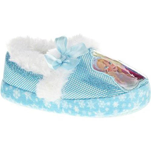 4713698697105 - DISNEY FROZEN TODDLER AND GIRLS CUSHIONED SPARKLE SLIPPERS WITH FUR TRIM (13/1 - XXL, BLUE/WHITE)