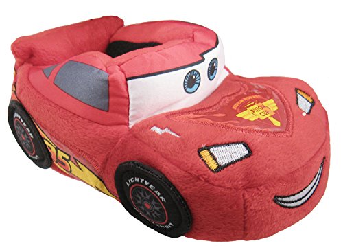 4713698697211 - DISNEY CARS 3-D EMBROIDERED LIGHTNING MCQUEEN BOYS SLIPPERS (LARGE/ 9-10 US TODDLER)