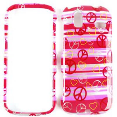 4714081619018 - HTC AMAZE 4G TRANSPARENT DESIGN, PEACE SIGNS AND HEARTS ON PINK HARD PLASTIC CASE, HARD COVER, PROTECTOR