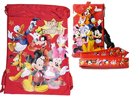 4714127515373 - RED MICKEY MOUSE WITH FRIENDS DRAWSTRING BAG AND LANYARD
