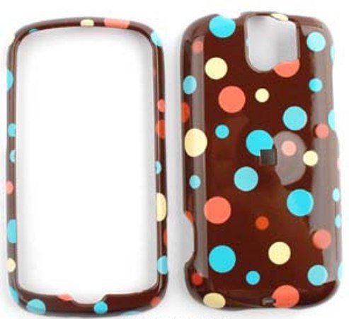 4714727734112 - HTC SLIDE 3G LITTLE TINY POLKA DOTS ON BROWN SNAP ON COVER, HARD PLASTIC CASE, FACE COVER, PROTECTOR