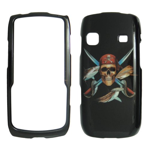 4714727749635 - SAMSUNG REPLENISH M580 - PIRATE SKULL SWORDS AND FISH ON BLACK PLASTIC CASE, SNAPON, PROTECTOR, COVER