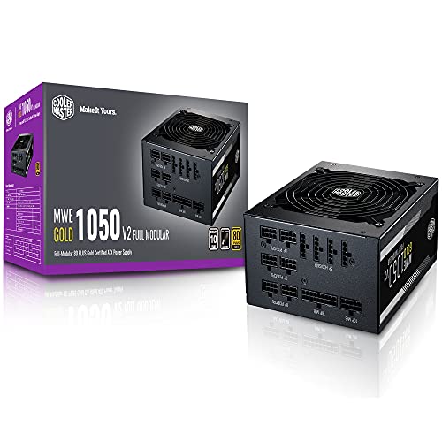 4719512085622 - COOLER MASTER MWE GOLD 1050 V2 FULLY MODULAR, 1050W, 80+ GOLD EFFICIENCY, QUIET 140MM FDB FAN, 2 EPS CONNECTORS, HIGH TEMPERATURE RESILIENCE, 10 YEAR WARRANTY
