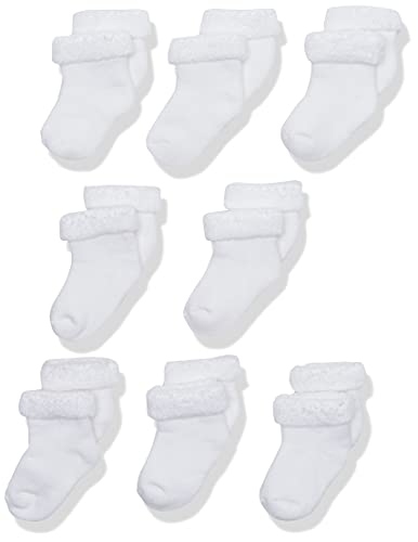 0047213237205 - GERBER BABY 8-PAIR ORGANIC WIGGLE-PROOF SOCK, WHITE, 6-9 MONTHS