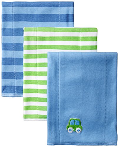 0047213790410 - GERBER BABY BOYS' 3 PACK INTERLOCK BURP CLOTH, BLUE, ONE SIZE