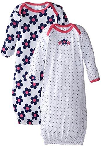 0047213869208 - GERBER BABY-GIRLS LAP SHOULDER GOWN, FLOWERS, 0-6 MONTHS (PACK OF 2)