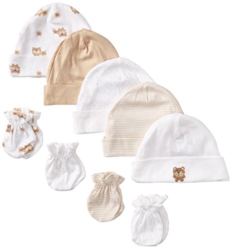 0047213882085 - GERBER UNISEX-BABY NEWBORN BEARS CAPS AND MITTEN BUNDLE, BEARS, NEW BORN (PACK OF 5 AND 4)