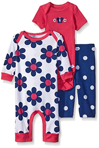 0047213897324 - GERBER BABY THREE PIECE COVERALL BODYSUIT AND LEGGING SET, BUTTERFLY, 0-3 MONTHS
