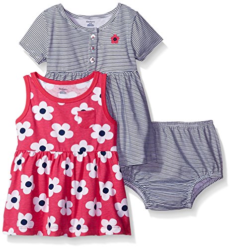 0047213899823 - GERBER BABY THREE-PIECE DRESS AND DIAPER COVER SET, BIG FLOWERS/EXCLUSIVE, 3-6 MONTHS