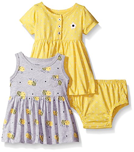 0047213899885 - GERBER BABY THREE-PIECE DRESS AND DIAPER COVER SET, BEES/EXCLUSIVE, 0-3 MONTHS