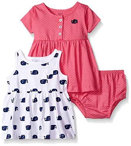 0047213899953 - GERBER BABY THREE-PIECE DRESS AND DIAPER COVER SET, WHALES/EXCLUSIVE, 0-3 MONTHS