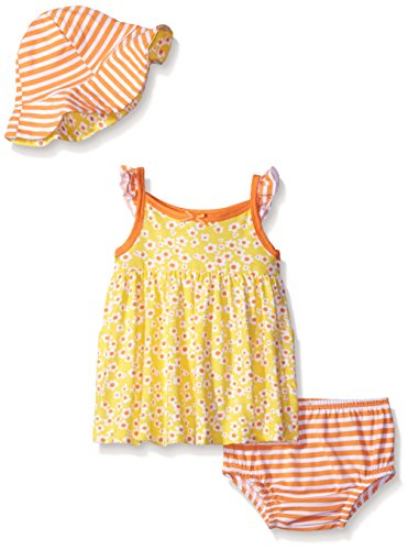 0047213906415 - GERBER BABY THREE-PIECE SUNDRESS, DIAPER COVER AND HAT SET, TINY FLORAL, 24 MONTHS