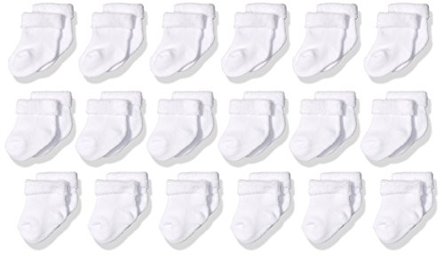 0047213928042 - GERBER BABY 18 PACK GROW-WITH-ME SOCK BUNDLE, WHITE, 0-9 MONTHS