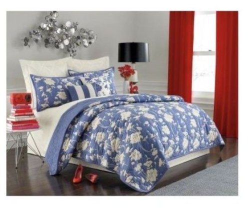0047225021991 - FLORENCE BROADHURST FOR KATE SPADE NEW YORK COLONY BLUE FLORAL 300 KING QUILT