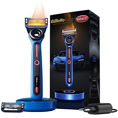 0047400676138 - GILLETTE HEATED RAZOR, BUGATTI LIMITED EDITION STARTER KIT - 1 HANDLE, 1 BLADE REFILL, 1 CLEANING CLOTH, 1 CHARGING DOCK