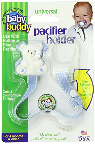 0047414000523 - BABY BUDDY UNIVERSAL PACIFIER HOLDER, BLUE WITH WHITE STITCH