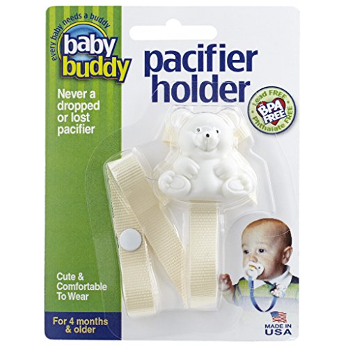 0047414001087 - BABY BUDDY UNISEX PACIFIER HOLDER CLIP, CREAM, 4 MONTHS AND UP