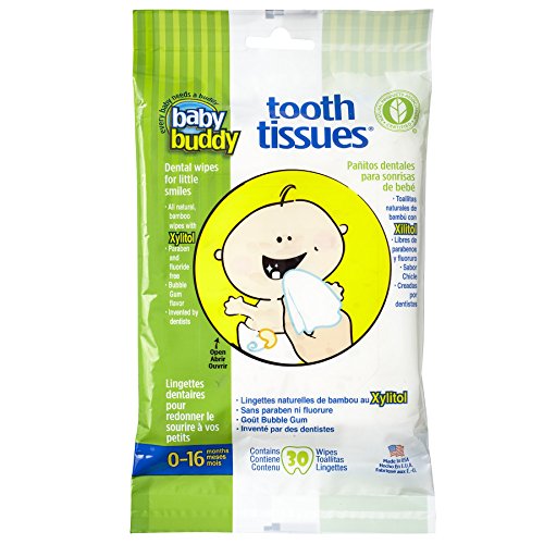 0047414005801 - BABY BUDDY TOOTH TISSUES DENTAL WIPES, BUBBLE GUM, 30 COUNT
