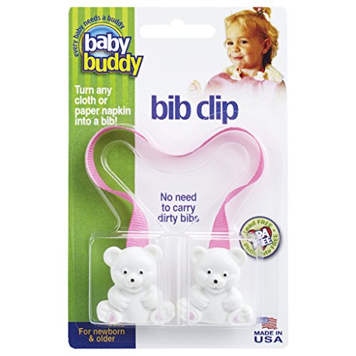 0047414021429 - BABY BUDDY BABY BIB CLIP, TURNS ANY CLOTH, TOWEL, OR PAPER NAPKIN INTO INSTANT DISPOSABLE BIBS-GOOD FOR HOME, TRAVEL, RESTAURANT-FOR INFANTS, TODDLERS, CHILD-BOYS OR GIRLS PINK 2 PACK