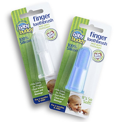 0047414025526 - BABY BUDDY FINGER TOOTHBRUSH, BLUE-CLEAR (PACK OF 2)