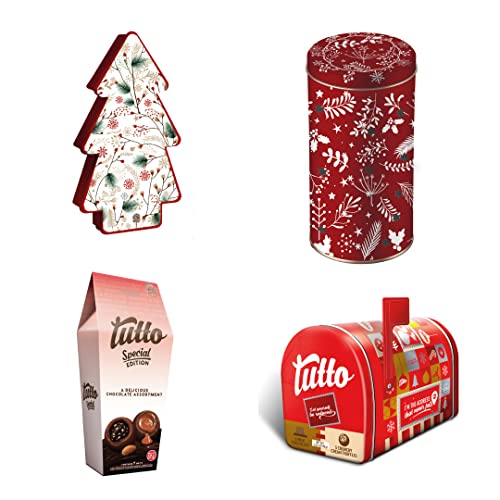 0047416232670 - HOLIDAY CHRISTMAS COOKIES AND CHOCOLATES BOX | 4 SPECIAL PACKAGING | INCLUDES 1 DUX CHRISTMAS FANTASY TREE, 1 DUX COOKIES MAGIC LIGHT TIN, 1 FILLED MILK CHOCOLATES BOX 3.33 OZ AND 1 FILLED MILK CHOCOLATES MAILBOX CAN