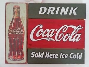 0047475201792 - DRINK COCA COLA WOODEN WALL SIGN