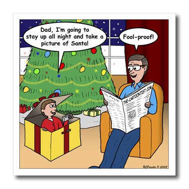0475003913037 - RICH DIESSLINS FUNNY GENERAL CARTOONS - A YOUNG BOYS EFFORTS TO SEE SANTA ON CHRISTMAS EVE - 10X10 IRON ON HEAT TRANSFER FOR WHITE MATERIAL (HT_3913_3)