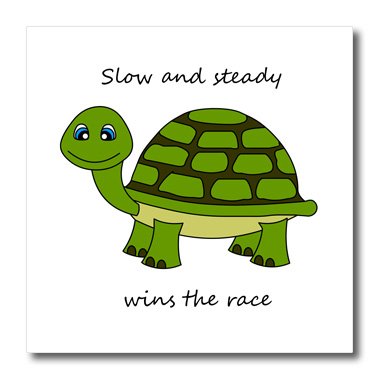 0475006106016 - 3DROSE HT_6106_1 SLOW AND STEADY WINS THE RACE, GREEN TURTLE IRON ON HEAT TRANSFER, 8 BY 8-INCH