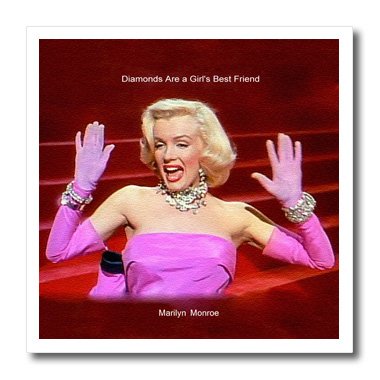 0475107176017 - 3DROSE HT_107176_1 MARILYN MONROE SINGING DIAMONDS ARE A GIRLS BEST FRIEND 'TEXTURED'-IRON ON HEAT TRANSFER FOR WHITE MATERIAL, 8 BY 8-INCH