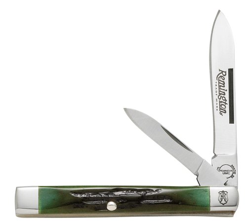 0047700198293 - REMINGTON HERITAGE SERIES GREEN JIGGED BONE MINI DOCTOR POCKET FOLDING KNIFE